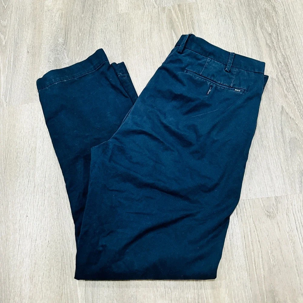 Polo Ralph Lauren‎ Pants Mens 38x32 Navy Stretch Straight Chino Pants Trousers
